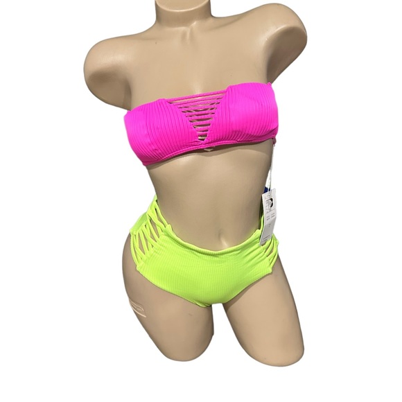 TiniBikini Other - Tinibikini Tini Bikini Neon 2pc XS.. Tube Top Swimsuit. Top NEW NWT. Bottom NWOT